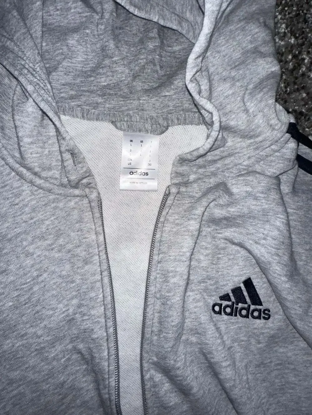 Adidas Essentials Fleece 3-Stripes Full-Zip Hoodie Gray Size L